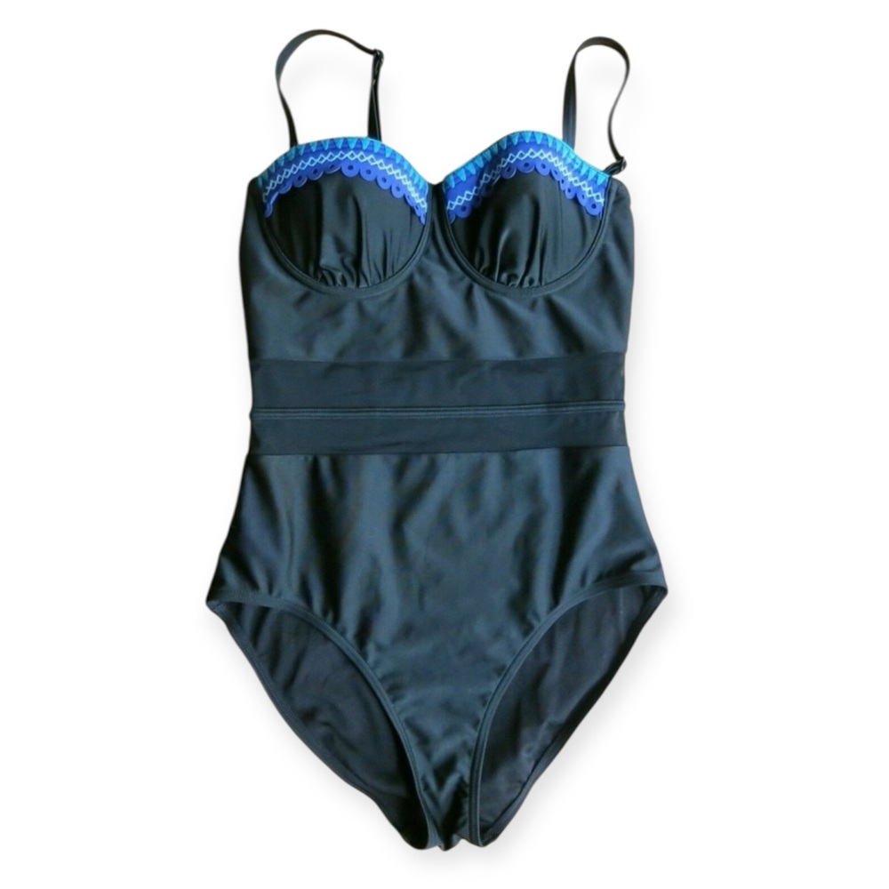 SEEKERS AUSTRALIA Scalloped Mesh Middle One Piece Swimsuit Size 6